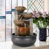 Agoodping Relaxtion Tabletop Fountain with LED Lights-Desktop Waterfall Fountain Submersible Pump Indoor Home Office Decoration(15.7inch, Brown) view 2