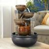 Agoodping Relaxtion Tabletop Fountain with LED Lights-Desktop Waterfall Fountain Submersible Pump Indoor Home Office Decoration(15.7inch, Brown) view 3