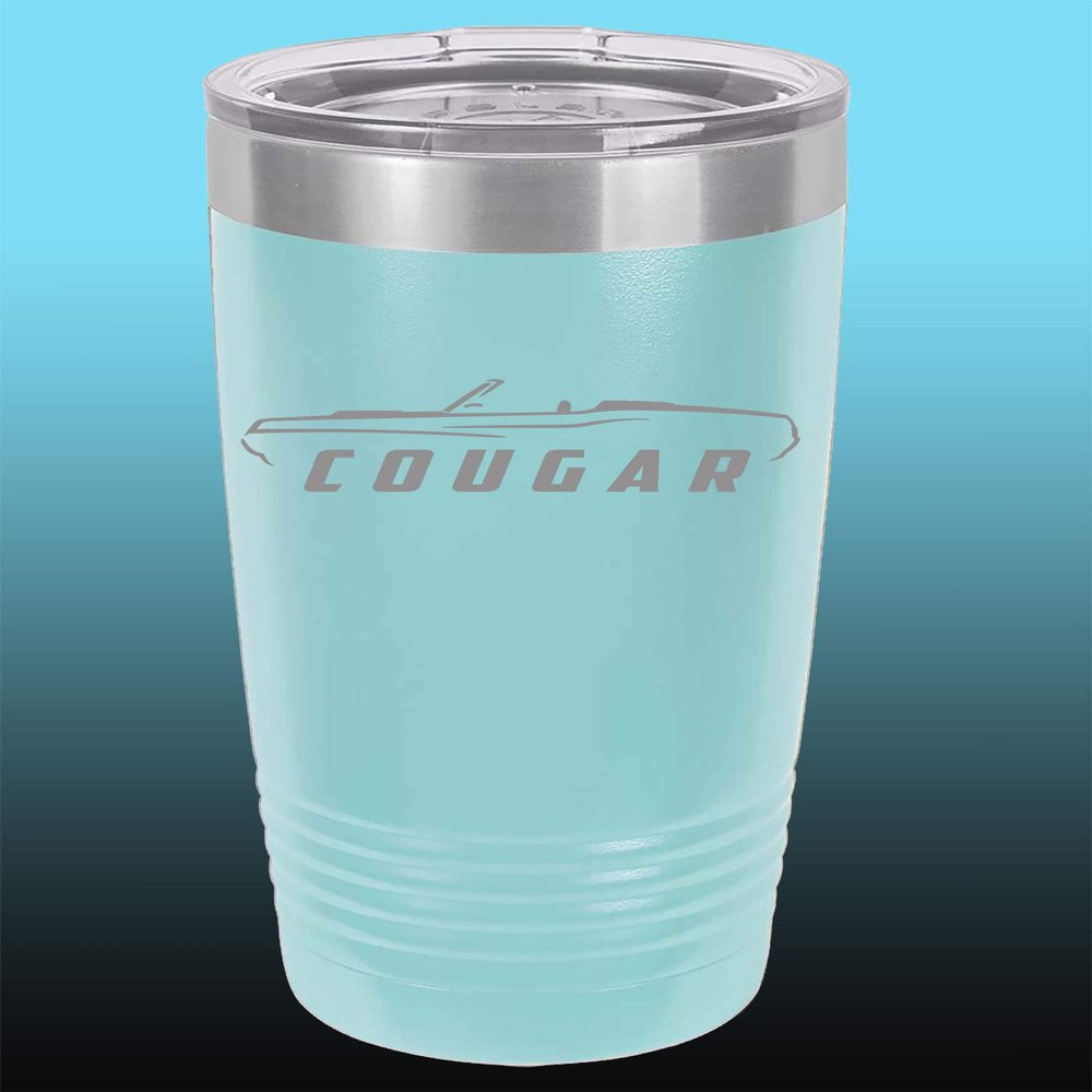 1969 1970 Mercury Cougar Convertible 20oz Stainless Steel Tumbler w/Clear Lid seafoam