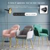 Wowdawn Flannel Dining Chair, Independent Seat Bag,Modern Leisure Dial Upholstered Living Room Chair with Carbon Steel Feet,Bearing 120kg(with Backrest view 3