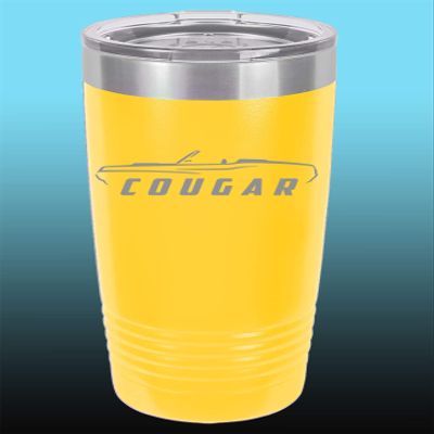 1969 1970 Mercury Cougar Convertible 20oz Stainless Steel Tumbler w/Clear Lid yellow