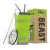 1969 Mach 1 Mustang Beast 30 oz Stainless Steel Insulated Tumbler w/Lid, 2 Straws, Brush and Gift Box lime view 1