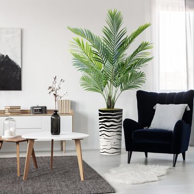 Artificial Tree in Contemporary Planter, Fake Areca Tropical Palm Silk Tree for Indoor and Outdoor Home Decoration - 66" Overall Tall (Plant Pot Plus Tree)
