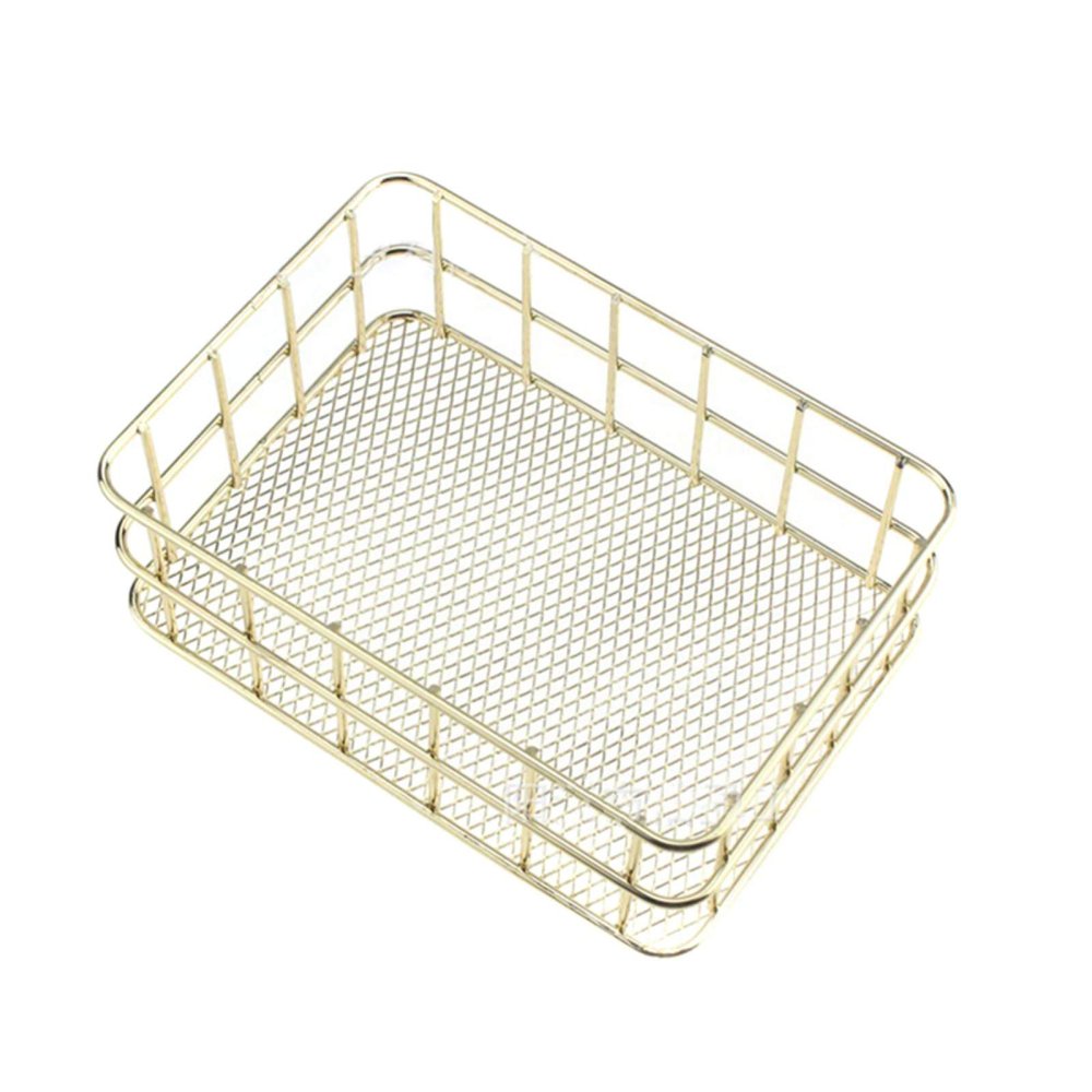 VALINK Wire Iron Storage Basket Rose Gold Durable Home Office Desk Shelf Desktop for Kichen Cabinets Bedroom Bathroom