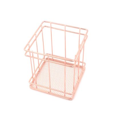 VALINK Wire Iron Storage Basket Rose Gold Durable Home Office Desk Shelf Desktop for Kichen Cabinets Bedroom Bathroom