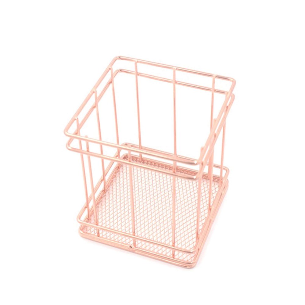 VALINK Wire Iron Storage Basket Rose Gold Durable Home Office Desk Shelf Desktop for Kichen Cabinets Bedroom Bathroom