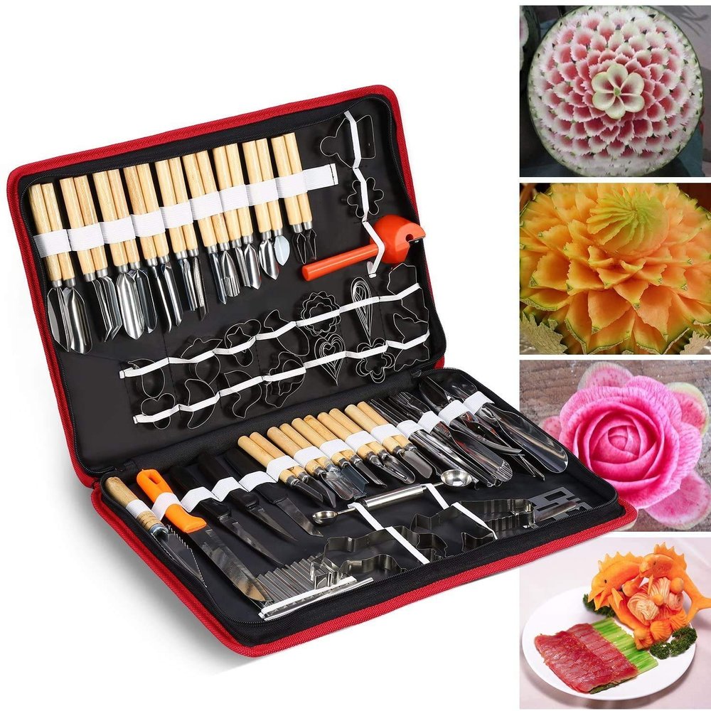 Beacon Pet 80PCS Carving Tools, Culinary Carving Peeling Tools Kit For Fruit Vegetable Garnishing Cutting Slicing Set Garnish Tool Set Garnishing Cutting Slicing