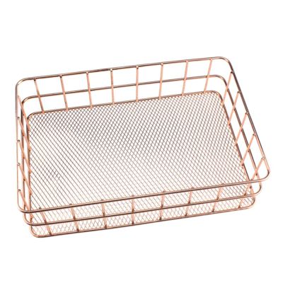 VALINK Wire Iron Storage Basket Rose Gold Durable Home Office Desk Shelf Desktop for Kichen Cabinets Bedroom Bathroom