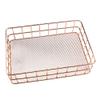VALINK Wire Iron Storage Basket Rose Gold Durable Home Office Desk Shelf Desktop for Kichen Cabinets Bedroom Bathroom view 3
