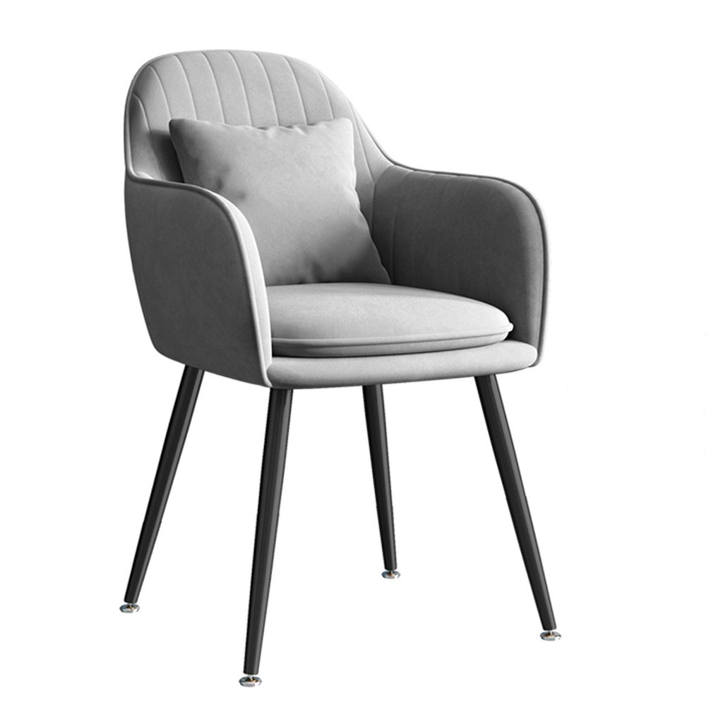 Wowdawn Flannel Dining Chair, Independent Seat Bag,Modern Leisure Dial Upholstered Living Room Chair with Carbon Steel Feet,Bearing 120kg(with Backrest