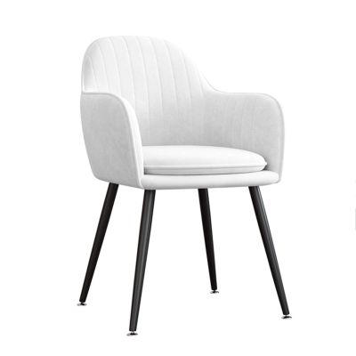 Wowdawn Flannel Dining Chair, Independent Seat Bag,Modern Leisure Dial Upholstered Living Room Chair with Carbon Steel Feet,Bearing 120kg(with Backrest