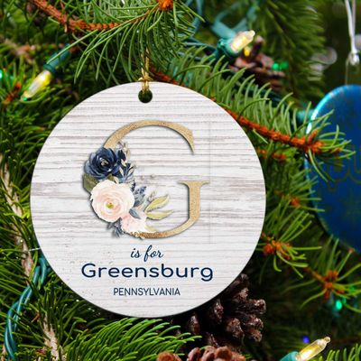 Christmas Ornament Tree 2025 Gift Greensburg Pennsylvania Ornaments Xmas Keepsake Decoration Remember Party Holiday Rustic Gift Family Friends 3" White