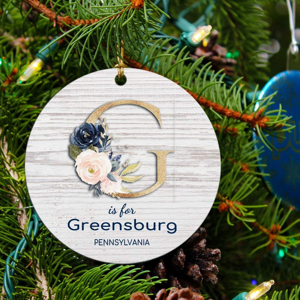 Christmas Ornament Tree 2025 Gift Greensburg Pennsylvania Ornaments Xmas Keepsake Decoration Remember Party Holiday Rustic Gift Family Friends 3" White