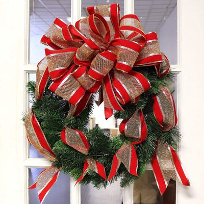 20" Handcrafted Northern Spruce Wreath, Red Ribbon with Real Touch Feel, Perfect Front Door Christmas Holiday Dcor for Home, Office, Party & Events