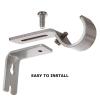 12Pcs Adjustable Curtain Bracket, Heavy Duty Wall Mount Holders for 1' Rods, 20lbs Capacity Metal Brackets, Silver view 3