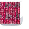 Amagical Eiffel Tower Kiss Heart Valentine's Day Pattern 4 Piece Bathroom Mat Set Shower Curtain Set Bath Mat Contour Mat Toilet Cover Shower Curtian 12 Hooks view 2