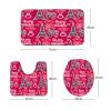 Amagical Eiffel Tower Kiss Heart Valentine's Day Pattern 4 Piece Bathroom Mat Set Shower Curtain Set Bath Mat Contour Mat Toilet Cover Shower Curtian 12 Hooks view 4