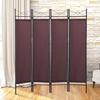 4 Panel Folding Room Divider Freestanding 6FT Room Divider Wall with Office Partition Privacy Panel Screen with Polyester Fabric & Steel Frame, Indoor Folding Portable Partition Screen, Brown view 1