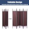 4 Panel Folding Room Divider Freestanding 6FT Room Divider Wall with Office Partition Privacy Panel Screen with Polyester Fabric & Steel Frame, Indoor Folding Portable Partition Screen, Brown view 2