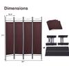 4 Panel Folding Room Divider Freestanding 6FT Room Divider Wall with Office Partition Privacy Panel Screen with Polyester Fabric & Steel Frame, Indoor Folding Portable Partition Screen, Brown view 4
