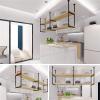 Pot rack Kitchen Wine Rack Ceiling Mount | Pan rack / Hanging Shelf Hanger Organiser Storage Shelving Tray Holder Ceiling Decoration Shelf For bars,restaurants,kitchens, Black ( Size : 1203080cm ) view 3