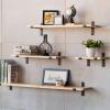 WYFZT Wooden Floating Shelf Picture Ledge Shelf Rustic Metal Wall Mounted Shelf Wood Hanging Organizer Bookshelf Spice Rack for Kitchen Living Home Bedroom (Size : 10020cm) view 2