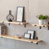WYFZT Wooden Floating Shelf Picture Ledge Shelf Rustic Metal Wall Mounted Shelf Wood Hanging Organizer Bookshelf Spice Rack for Kitchen Living Home Bedroom (Size : 10020cm) view 4