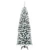 6Ft Unlit Hinged Snow Flocked Artificial Pencil Christmas Tree w/ 500 Branch Tip view 1