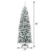 6Ft Unlit Hinged Snow Flocked Artificial Pencil Christmas Tree w/ 500 Branch Tip view 2