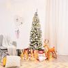 6Ft Unlit Hinged Snow Flocked Artificial Pencil Christmas Tree w/ 500 Branch Tip view 3
