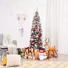 6Ft Unlit Hinged Snow Flocked Artificial Pencil Christmas Tree w/ 500 Branch Tip view 4