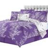 Spirit Linen - Queen Bed in a Bag, 6-Piece Oversized Reversible Bedding with Matching Shams & Bed Skirt, Elegant Home Decor for All Season (Foliage Purple/Ivory, Queen) view 1
