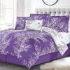 Spirit Linen - Queen Bed in a Bag, 6-Piece Oversized Reversible Bedding with Matching Shams & Bed Skirt, Elegant Home Decor for All Season (Foliage Purple/Ivory, Queen) view 2