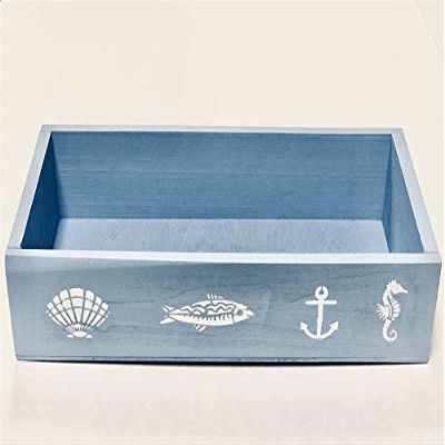 Beach Coastal Nautical Blue Bathroom Home & Office Wood Decor Box