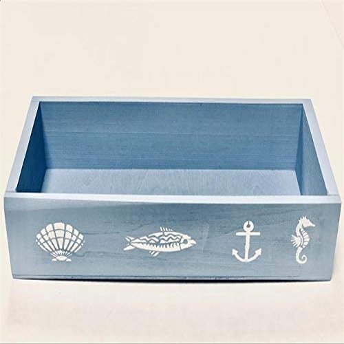 Beach Coastal Nautical Blue Bathroom Home & Office Wood Decor Box