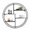 WYFZT Floating Shelves Decorative Round Multi Wall Shelf Storage Organiser Unit Display Rack Wall Mounted Shelving, Black Metal Circle Hanging Shelf, 50/60/70cm (Size : 601560cm) view 1