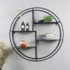 WYFZT Floating Shelves Decorative Round Multi Wall Shelf Storage Organiser Unit Display Rack Wall Mounted Shelving, Black Metal Circle Hanging Shelf, 50/60/70cm (Size : 601560cm) view 2