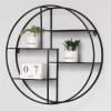 WYFZT Floating Shelves Decorative Round Multi Wall Shelf Storage Organiser Unit Display Rack Wall Mounted Shelving, Black Metal Circle Hanging Shelf, 50/60/70cm (Size : 601560cm) view 4