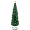 5Ft PVC Artificial Slim Pencil Christmas Tree w/Stand Home Holiday Decor Green view 1