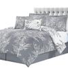 Spirit Linen - Queen Bed in a Bag, 6-Piece Oversized Reversible Bedding with Matching Shams & Bed Skirt, Elegant Home Decor for All Season (Foliage Grey/Ivory, Queen) view 1
