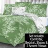 Spirit Linen - Queen Bed in a Bag, 6-Piece Oversized Reversible Bedding with Matching Shams & Bed Skirt, Elegant Home Decor for All Season (Foliage Grey/Ivory, Queen) view 4