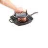 Restaurantware Met Lux 7 x 2.8 Inch Burger Press 1 Heavy-Weight Bacon Press - With Wooden Handle Enamel Coating Black Cast Iron Grill Press Grooved Bottom For Searing Meat view 1