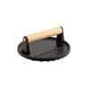 Restaurantware Met Lux 7 x 2.8 Inch Burger Press 1 Heavy-Weight Bacon Press - With Wooden Handle Enamel Coating Black Cast Iron Grill Press Grooved Bottom For Searing Meat view 2