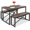 Best Choice Products 45.5in 3-Piece Bench Style Dining Furniture Set, 4-Person Space-Saving Dinette for Kitchen, Dining Room w/ 2 Benches, Table - Brown/Black view 1
