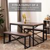 Best Choice Products 45.5in 3-Piece Bench Style Dining Furniture Set, 4-Person Space-Saving Dinette for Kitchen, Dining Room w/ 2 Benches, Table - Brown/Black view 2