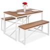 Best Choice Products 45.5in 3-Piece Bench Style Dining Furniture Set, 4-Person Space-Saving Dinette for Kitchen, Dining Room w/ 2 Benches, Table - Brown/White view 1