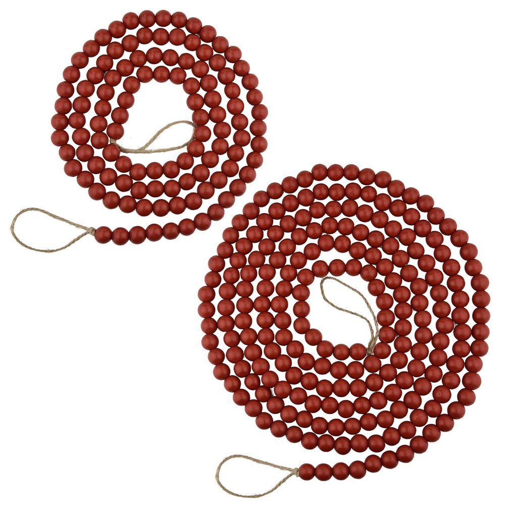 2pcs Wooden Beads Garlands Christmas Tree Wine Red Wood Bead Garlands Fireplace Wall Hanging Decorations for Party Home Decor