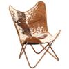 Shy Shy Lets Touch The Sky Home Decor Genuine Goat Leather Butterfly Arm Chair with Black/Brown White Hair on Cowhide Accent Chair (White and Brown with Rose Gold) view 1
