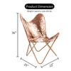 Shy Shy Lets Touch The Sky Home Decor Genuine Goat Leather Butterfly Arm Chair with Black/Brown White Hair on Cowhide Accent Chair (White and Brown with Rose Gold) view 3
