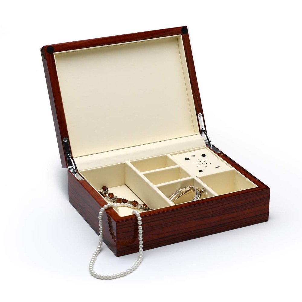 Ultra-Sleek Zebra Finish USB Sound Module Music Jewelry Box - L2 - On+Off/Sensor/USB/Recharge (+30)